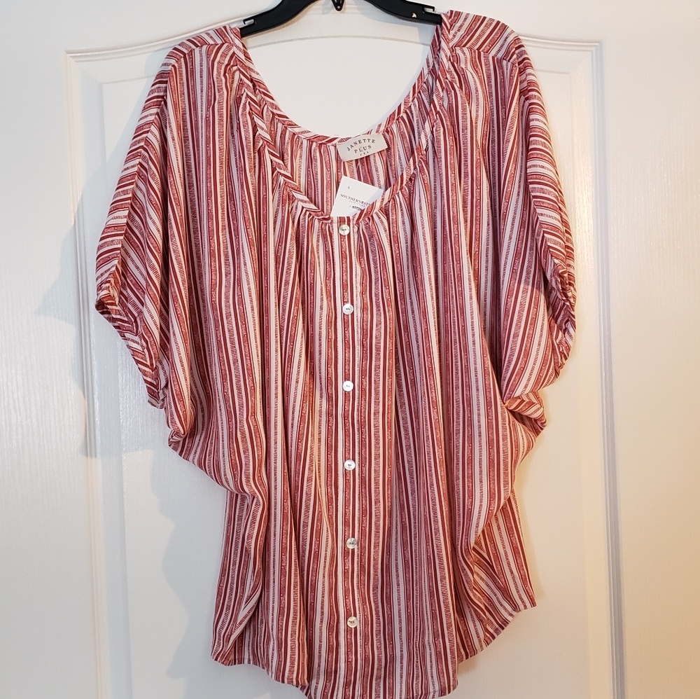Red and white striped blouse